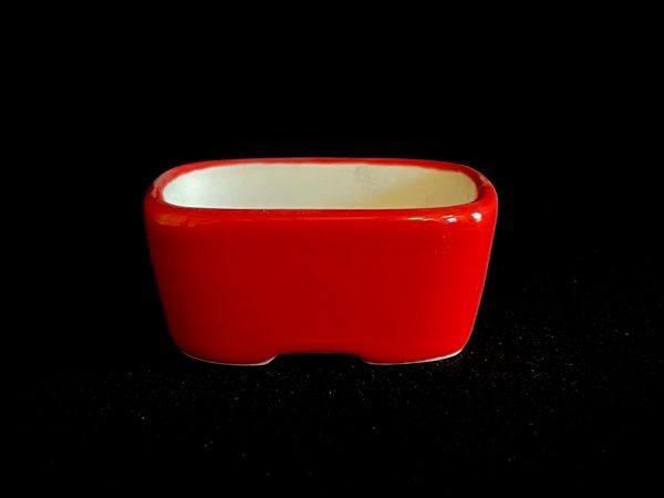 61964 MACETA LISA PARA MAME O PLANTA DE ACENTO RECTANGULAR ESMALTADA