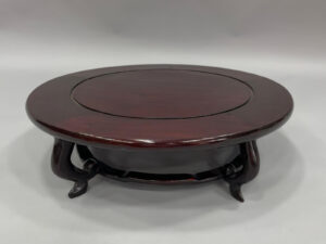 MESA DE EXPOSICIÓN REDONDA CEREZO OSCURO