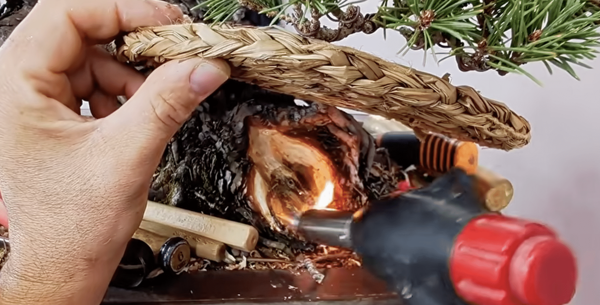 Tratamiento térmico con soplete en madera muerta de pino silvestre